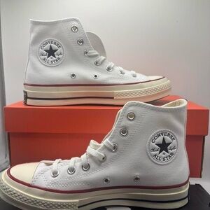 Converse White Chuck 70 High-Top Sneakers with Red Accents